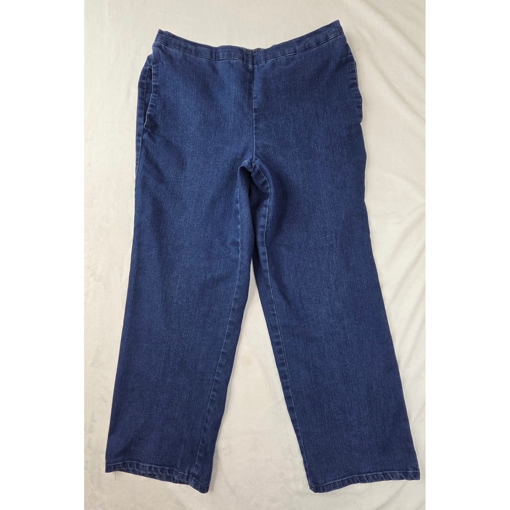 Alfred Dunner Jeans Women 12P Blue Elastic‎ Waist Pull On Straight Leg Excellent